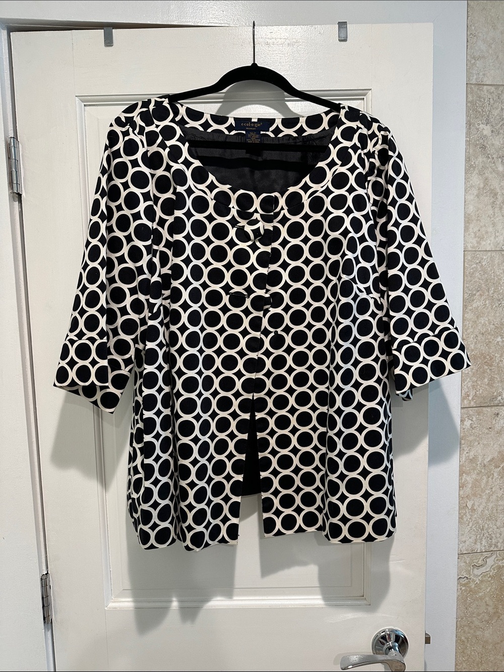 Ecologie Black & White Circle-Print Women's Button Jacket